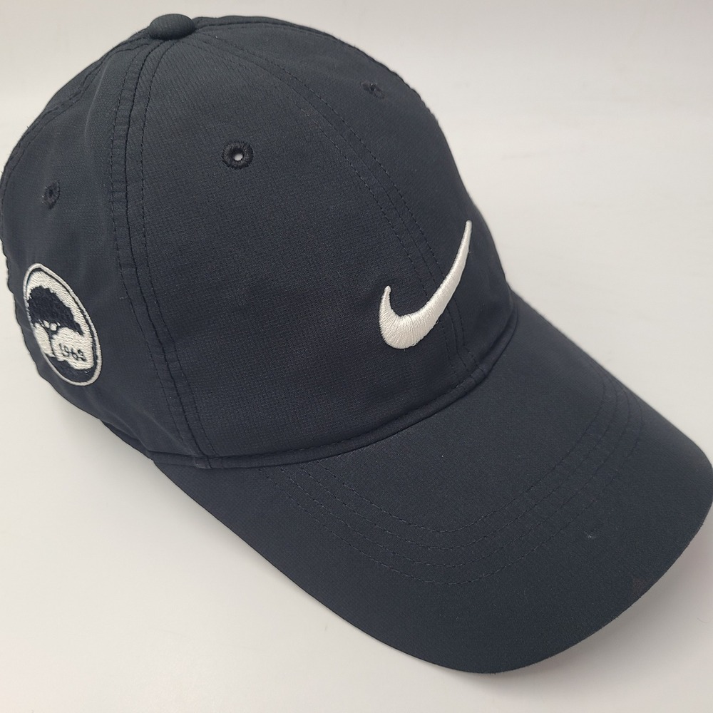 Nike Hat Adjustable Black White Swoosh Logo Golf Course Club 1963 Tree Logo Men